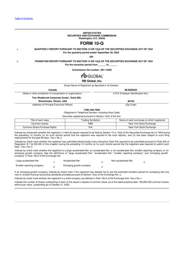 Vorschaubild RB Global
 10-Q Quartalsbericht 2025 