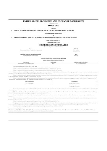 Thumbnail Ingredion 10-K Annual Report 2022