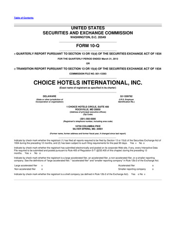 Miniature Choice Hotels International 10-Q Rapport trimestriel 2013 