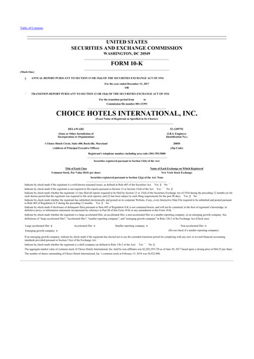 Thumbnail Choice Hotels International 10-K Annual Report 2017