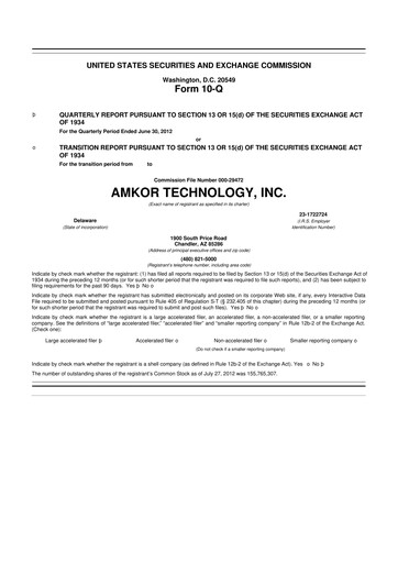 Vorschaubild Amkor Technology
 10-Q Quartalsbericht 2012 