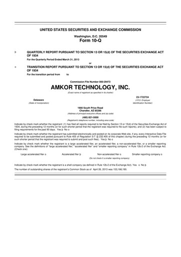 Vorschaubild Amkor Technology
 10-Q Quartalsbericht 2013 