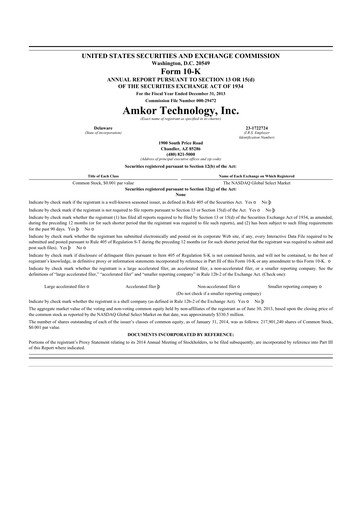 Thumbnail Amkor Technology
 10-K Annual Report 2013