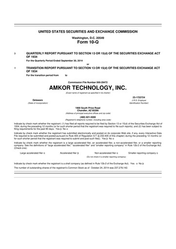 Vorschaubild Amkor Technology
 10-Q Quartalsbericht 2014 