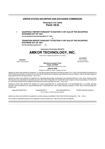 Vorschaubild Amkor Technology
 10-Q Quartalsbericht 2016 