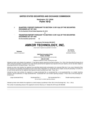 Vorschaubild Amkor Technology
 10-Q Quartalsbericht 2016 