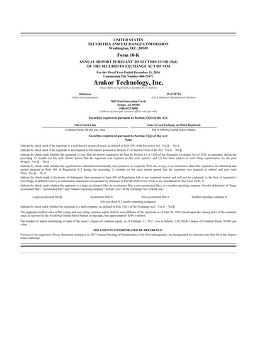 Thumbnail Amkor Technology
 10-K Annual Report 2016