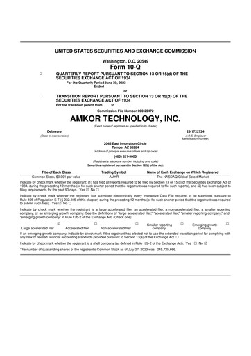 Vorschaubild Amkor Technology
 10-Q Quartalsbericht 2023 