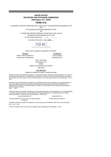 Thumbnail National Healthcare
 10-Q Quarterly Report FY 