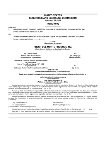 Thumbnail Fresh Del Monte Produce
 10-Q Quarterly Report FY2014 