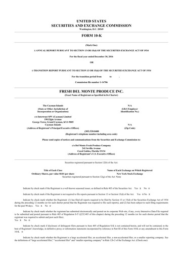 Thumbnail Fresh Del Monte Produce
 10-K Annual Report 2016