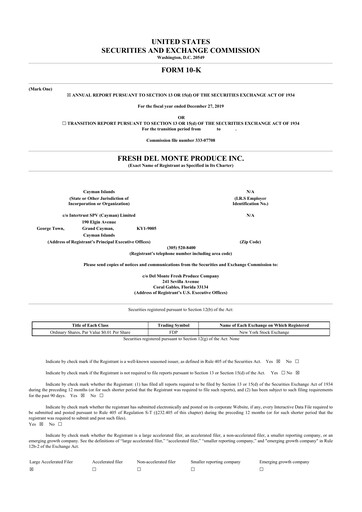 Thumbnail Fresh Del Monte Produce
 10-K Annual Report 2019