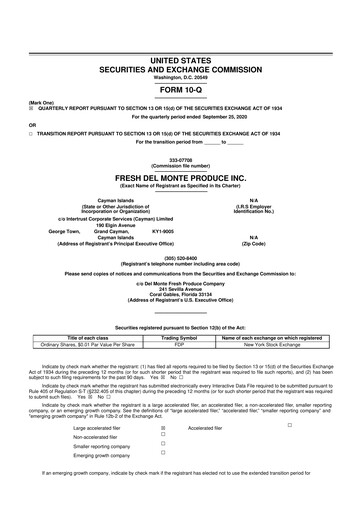 Thumbnail Fresh Del Monte Produce
 10-Q Quarterly Report FY2020 