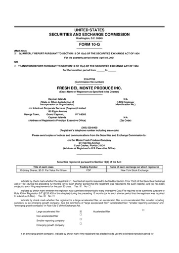 Thumbnail Fresh Del Monte Produce
 10-Q Quarterly Report FY2021 