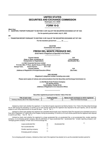 Thumbnail Fresh Del Monte Produce
 10-Q Quarterly Report FY2022 