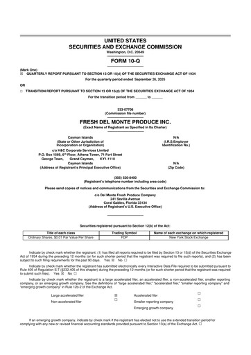 Thumbnail Fresh Del Monte Produce
 10-Q Quarterly Report FY2025 