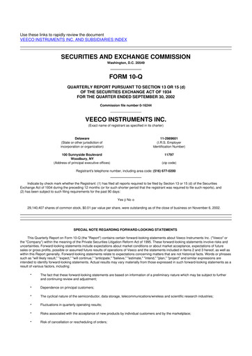 Thumbnail Veeco
 10-Q Quarterly Report FY 