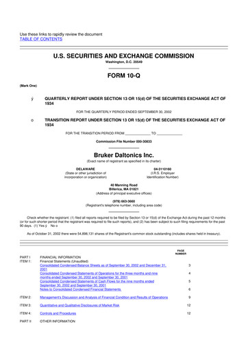 Thumbnail Bruker 10-Q Quarterly Report FY 