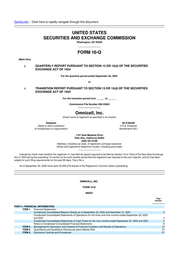 Thumbnail Omnicell
 10-Q Quarterly Report FY 