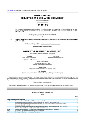 Thumbnail Nektar Therapeutics
 10-Q Quarterly Report FY 