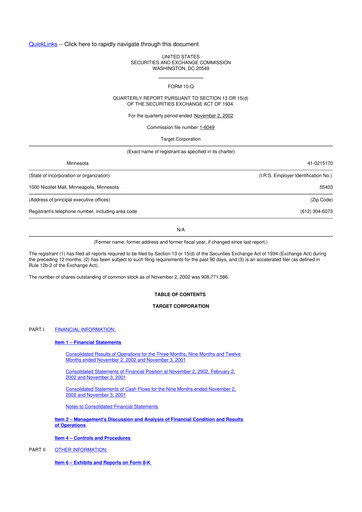 Miniature Target 10-Q Rapport trimestriel  
