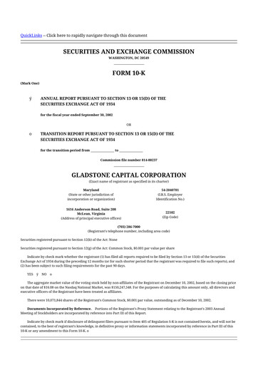 Thumbnail Gladstone Capital Corporation 10-K Annual Report 