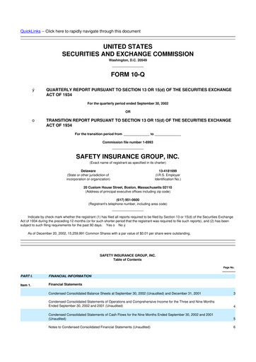 Miniature Safety Insurance
 10-Q Rapport trimestriel  