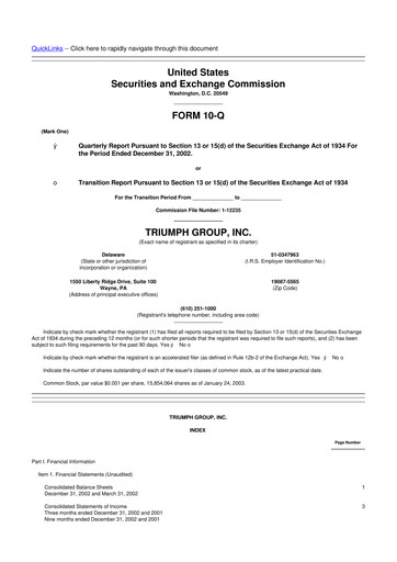 Thumbnail Triumph Group
 10-Q Quarterly Report FY 