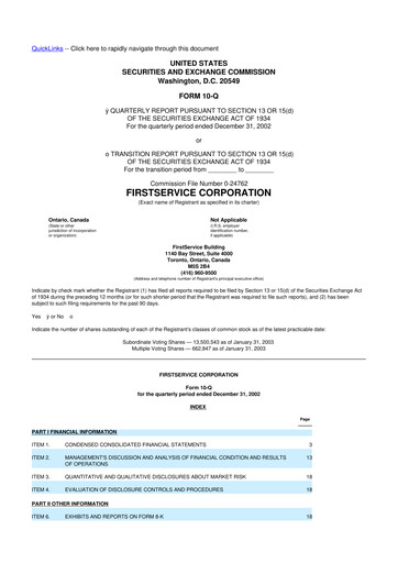 Vorschaubild Colliers International 10-Q Quartalsbericht  