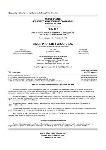 Thumbnail Simon Property Group 10-K Annual Report 