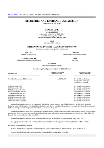 Thumbnail IBM 10-K Annual Report 