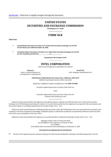 Thumbnail Intel 10-K Annual Report 