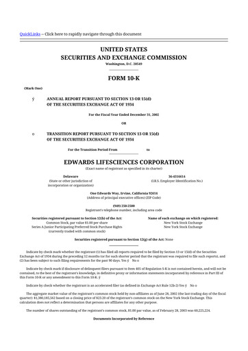 Thumbnail Edwards Lifesciences 10-K Annual Report 