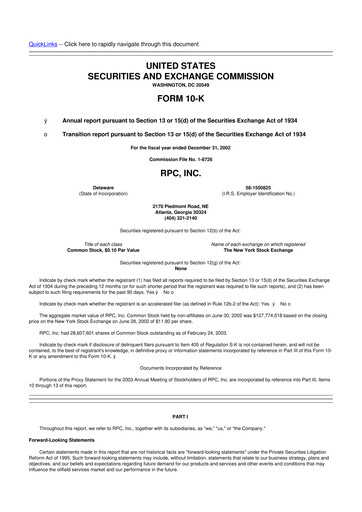 Thumbnail RPC, Inc. 10-K Annual Report 