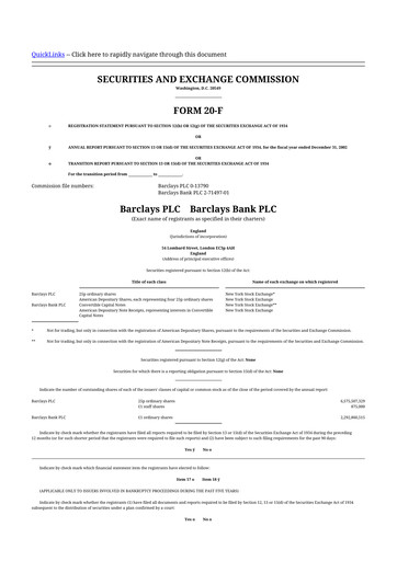 Thumbnail Barclays 20-F Annual Report 