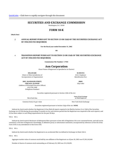 Thumbnail Aon 10-K Annual Report 