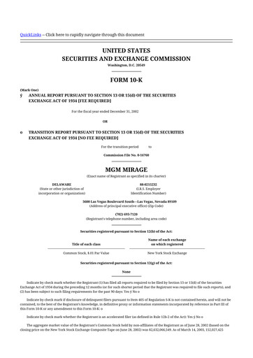 Thumbnail MGM Resorts

 10-K Annual Report 