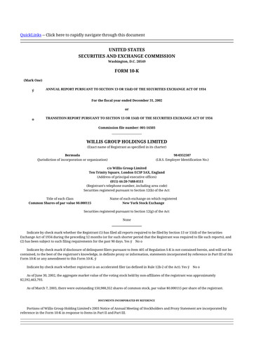 Miniature Willis Towers Watson  10-K Rapport annuel 