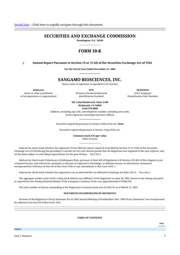 Thumbnail Sangamo Therapeutics
 10-K Annual Report 