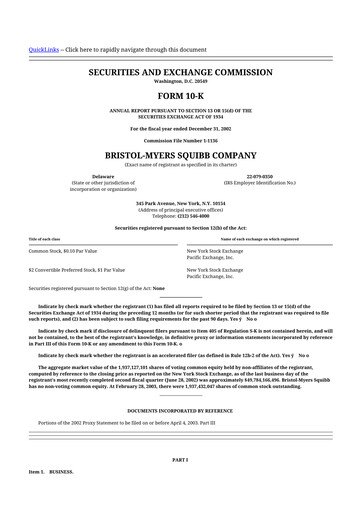 Miniature Bristol-Myers Squibb 10-K Rapport annuel 