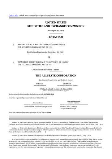 Vorschaubild Allstate 10-K Jahresbericht 