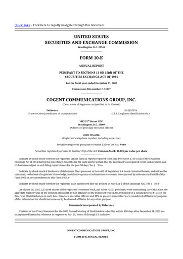 Thumbnail Cogent Communications
 10-K Annual Report 