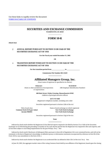 Thumbnail Affiliated Managers Group 10-K Annual Report 