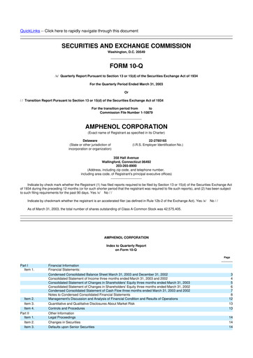 Thumbnail Amphenol 10-Q Quarterly Report FY 