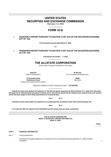 Vorschaubild Allstate 10-Q Quartalsbericht  