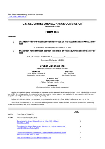 Thumbnail Bruker 10-Q Quarterly Report FY 