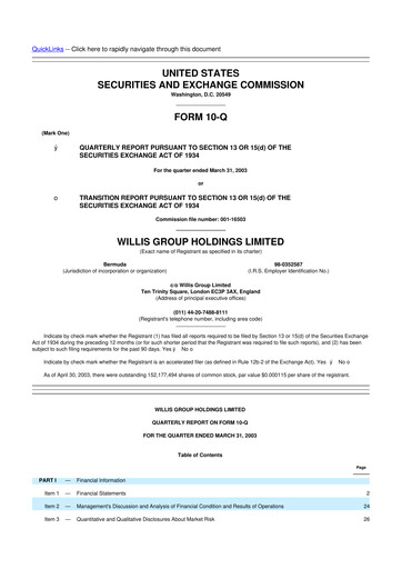 Thumbnail Willis Towers Watson  10-Q Quarterly Report FY 
