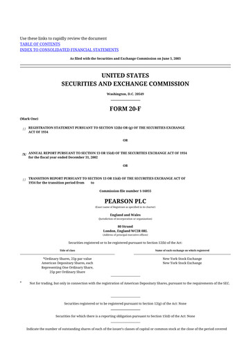 Miniature Pearson 20-F Rapport annuel 