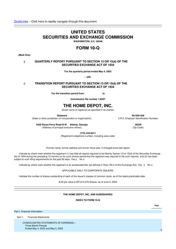 Vorschaubild Home Depot 10-Q Quartalsbericht  