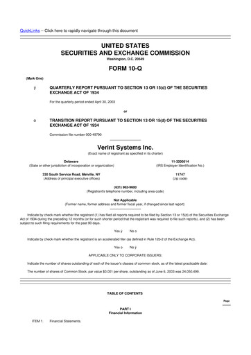 Thumbnail Verint Systems
 10-Q Quarterly Report FY 